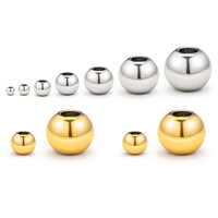 Étanche PVD 18k plaqué or breloques en acier inoxydable entretoises de perles rondes en gros