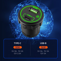 Panneau de commutation étanche 2 voies 20A avec chargeur rapide USB-A PD Type-C 12V 24V DC pour voiture, camping-car et bateau - Vente en gros