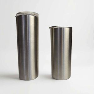 Gobelet isotherme droit et fin de 20 oz en acier inoxydable blanc vierge pour sublimation avec couvercle et paille - Product Image 1