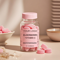 Gommes à la baie d'églantier avec zinc et vitamines C et D - Saveur framboise végétalienne, supplément alimentaire personnalisé pour le bien-être