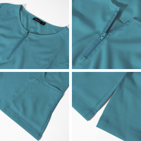 Ensemble de tenue médicale pour femmes : Haut d'infirmière à demi-zip et pantalon jogger multi-poches en tissu tricoté – Vente en gros et personnalisation