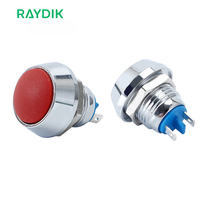 Saklar tombol tekan daya IP66 elektrik, tipe kubah logam 12mm on Off 12 Volt AC Mini