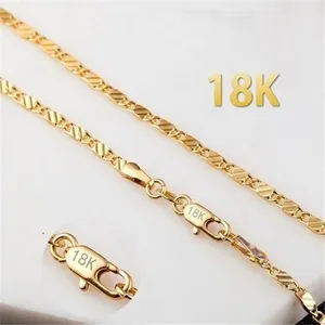 Hak Emas Mentah untuk Pria dan Wanita, Kalung Rantai Baja Tahan Karat Asli 2 MM 14K 18K Warna Kuning Padat