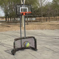 Support de basketball et but de football 2-en-1 robuste, réglable, mobile et portable, avec panier détachable et panneau de rebond incassable pour l'entraînement