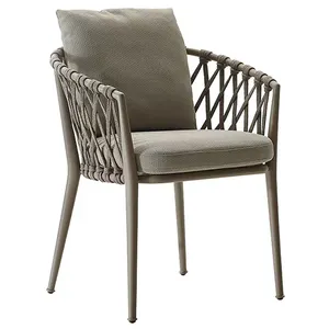 Cadeira de vime para móveis de exterior, corda de alumínio para todos os climas, cadeiras de jardim para pátio, restaurante e café