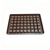 Plateau à chocolat personnalisé marron, emballage de chocolat 54 pièces, plateau blister multi-compartiments, emballage alimentaire pour bonbons, biscuits, insert en plastique