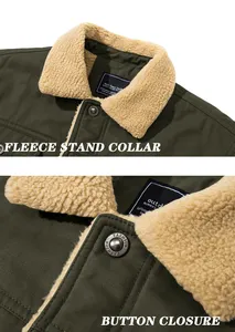 Fleece Coat Men's Winter Fleece Thickened Warm Casual Cargo Quilted Jacket Cargo Coat