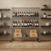 Kit de cage de sécurité mobile en fil chromé avec 4 étagères, unité de rangement roulante verrouillable pour vin, spiritueux, bière et entrepôt