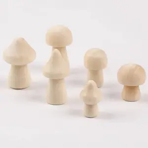 DIY Wooden Painted Mushroom Shaped Children Painted Educational Toys Decorative Crafts Hanging Ornaments