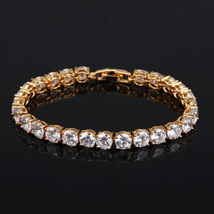 Bracelet de tennis en laiton plaqué or de style classique avec forme géométrique en zircon cubique <span class=keywords><strong>champagne</strong></span> et vert et finition dorée chic - Product Image 6