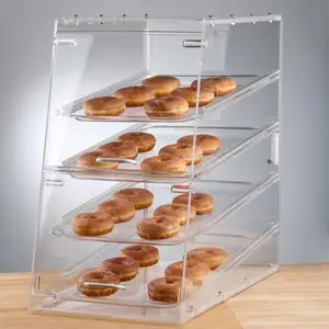 蛋糕面包店装饰弧形面包展示柜亚克力弧形三层面包店展示柜