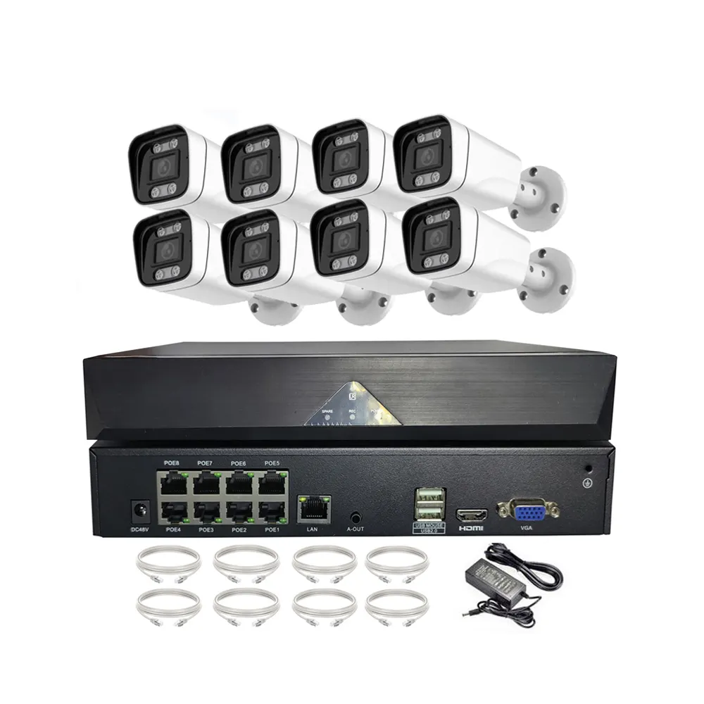 High quality UYC 4MP POE IP Video Camera Waterproof CCTV P2P Monitor Nvr Camera Kit Set 8 Channel Home Security Cctv System