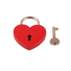 Rode Kleur Grote Veiligheid Smart Metal Love Hartvormige Hangslot Voor Bagage Sleutelvergrendeling