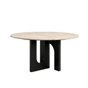 Juego de Mesa y Sillas de Comedor Redondas Modernas de Lujo para Villa, con Cubierta de Mármol, para Sala de Estar, Cocina Interior, de Travertino y <span class=keywords><strong>Nogal</strong></span>, para 4 o 6 Personas - Product Image 5
