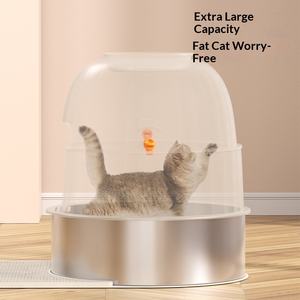 Bac à litière pour chat <span class=keywords><strong>de</strong></span> style <span class=keywords><strong>pot</strong></span> <span class=keywords><strong>de</strong></span> fleurs, construction en ABS et acier inoxydable, extra large, entièrement fermé, désodorisant, anti-odeurs - Product Image 3