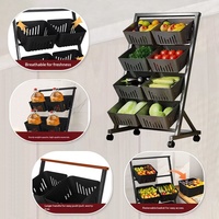Étagère de rangement de cuisine en métal sur pied, multi-niveaux, mobile, pour collations, fruits et légumes, chariot de rangement, étagère d'organisation