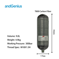 Équipement SCBA AndGenius, cylindre composite 9,0 L, équipement de lutte contre les incendies, réservoir d'air d'urgence, cylindres en fibre de carbone haute pression 300 bar