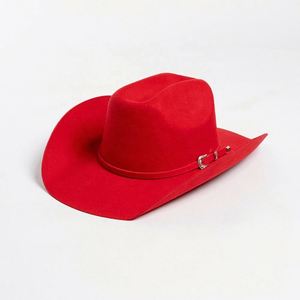 Custom Autumn and Winter New Fashion Belt Buckle Embellished Wool Fedora <b>Hat</b> Outdoor Warmth Multiple Size Large Head Cowboy <b>Hat</b> - Product Image 6