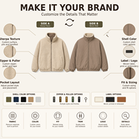 Veste polaire réversible personnalisée pour homme, double face, fermeture éclair intégrale, couleur unie, décontractée, chaude, pour l'extérieur, hiver, marque privée