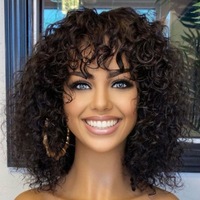 Perruque courte bouclée avec frange, cheveux synthétiques résistants à la chaleur, pour femmes africaines, usage quotidien