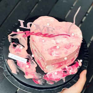 ท็อปเปอร์เค้กอะคริลิครูปหัวใจสองชั้น ตกแต่งด้วยน้ำผึ้งและสีหวาน สำหรับวันวาเลนไทน์ งานแต่งงาน และงานปาร์ตี้ - Product Image 2