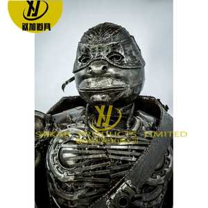 Decoración de jardín al aire libre Simple Metal <span class=keywords><strong>Corten</strong></span> acero fuente de agua escultura estatua de acero inoxidable robot Spiderman estatua tamaño real - Product Image 4