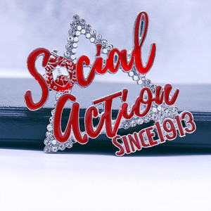 Thiết Kế Màu Đỏ Và Trắng Tone Sisterhood Delta <span class=keywords><strong>Pin</strong></span> Rõ Ràng Bling Trang Trí Dst Sorority 1913 Biểu Tượng Tam Giác Đồ Trang Sức Trâm - Product Image 2