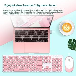 Ensemble clavier et souris sans fil TF770 rétro rose punk, 104 touches, connexion USB, étanche, accessoires de <span class=keywords><strong>bureau</strong></span> - Product Image 4