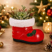 Maceta con Forma de Bota de Navidad, Maceta de Porcelana con Diseño Minimalista, Duradera y Ecológica, Decoración para Mesa de Jardín o Hogar