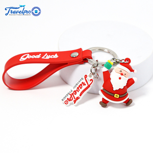 Christmas Promotional Gift 3D PVC Carabiner Keychain New Year Decoration Backpack Handbag Charm Durable