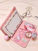 Carnet à spirales M5 en denim rose, journal esthétique DIY rechargeable pour étudiants, agenda de voyage portable avec pages vierges sans décoration