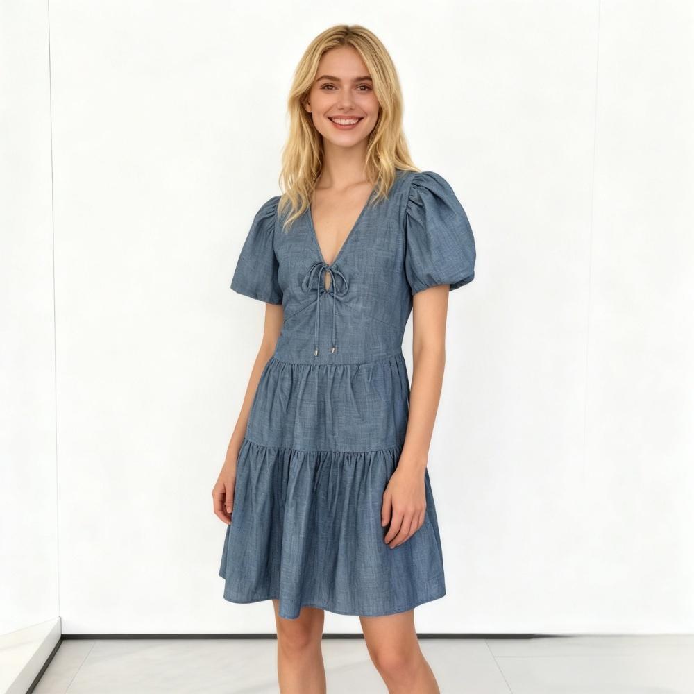 Chic Styles and Comfort in strappy denim dress for Trendy Women