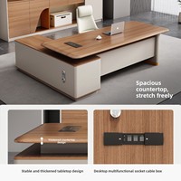 Scrivania Direzionale Minimalista Moderna a L in Legno per Uso Commerciale, Scrivania da Lavoro per Presidente o Capo con Mobile Laterale