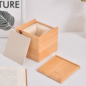 Caja de almacenamiento de bambú cuadrada de color sólido con tapa extraíble, organizador de escritorio para tazas y teteras, embalaje a prueba de polvo - Product Image 2