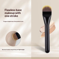 Belanja online sikat foundation kontur makeup ultra tipis berujung datar melengkung dengan gagang kayu hitam tunggal dan logo custom grosir