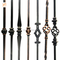 Balustre carré intérieur en fer forgé de 9/16 "avec panier broches d'escalier martelé intérieur pour décoration de garde-corps en bois vente en gros