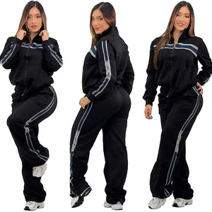 Completo Due Pezzi Casual da <span class=keywords><strong>Donna</strong></span> in Acciaio Pressato, Antipilling, Nuovo Stile Europeo e Americano, Tendenza Cross-Border, Completo con Pantaloni a Gamba Larga - Product Image 4