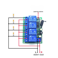 Module de relais de commutation sans fil à télécommande 4 canaux AC220V 10A et transmission de télécommande RF433MHz à 4 canaux