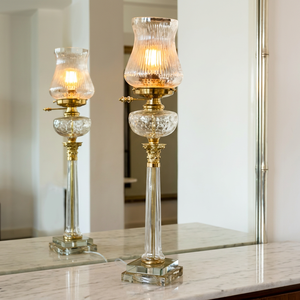 Lámpara de aceite de vidrio cónico con base de latón y pantalla transparente, accesorio de iluminación para decoración del hogar - Product Image 2