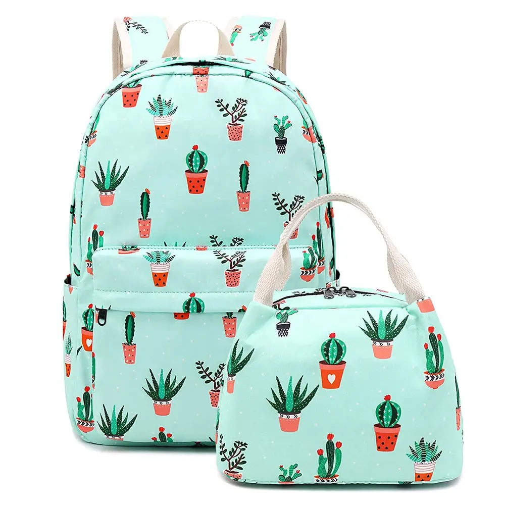 Factory Supply canvas custom flower print school backpack for girls