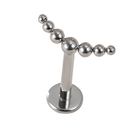 ASTM F-136 7 Balls Link 16G Internally Thread Lip Ring Body Piercing Wholesale Jewelry Labret