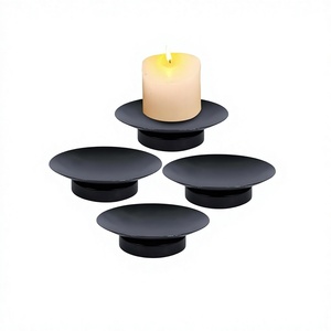 <b>Set</b> of 4 Pcs Black Candle Holder Decorative Round Candle Holder for Home Living Room <b>Bed</b> Room & Dining Table Decor - Product Image 1