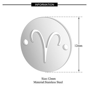 304 in acciaio inox segno zodiacale ciondoli costellazioni pendenti per bracciale collana portachiavi creazione gioielli - Product Image 3