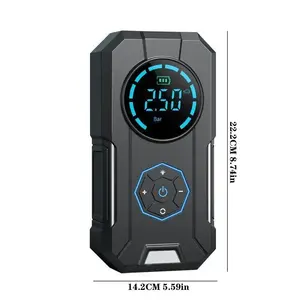 Pompe à air <span class=keywords><strong>sans</strong></span> <span class=keywords><strong>fil</strong></span> portable avec gonfleur pour démarreur de saut HF-1921 avec batterie externe mobile, éclairage LED et lumière clignotante SOS - Product Image 3