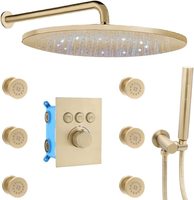 Kit de douche mural à 3 voies avec inverseur, finition chromée LED, design moderne, garantie de 3 ans, système de douche pour salle de bain