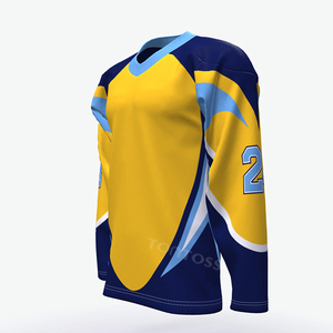 Cetak sublimasi Digital menerima desain kustom kemeja hoki es kustom Jersey hoki pakaian olahraga emas kemeja & Atasan Pria - Product Image 2