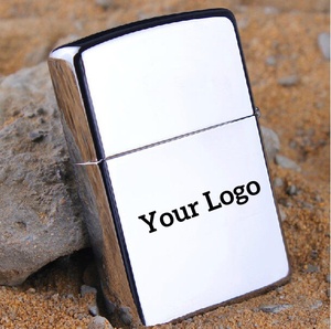 Encendedor de Cigarrillos Metálico de Lujo con Logotipo Personalizado al por Mayor, Recubrimiento Cromado, a Prueba de Viento, con Tapa, para Regalo Empresarial - Product Image 1