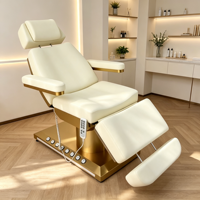 Fauteuil de Beauté Électrique avec Base Dorée, 4 Moteurs, Lit Facial Inclinable, Chaise Esthétique pour Tatouage, Utilisation en Salon, Spa, Clinique