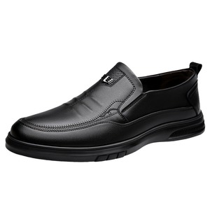 Mocassins en cuir pour hommes, bout rond, à enfiler, semelle souple en caoutchouc, chaussures décontractées de printemps pour pieds larges - Product Image 5