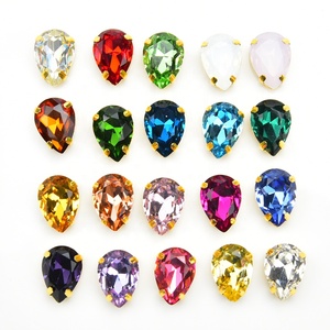 Strass a goccia in cristallo K9 di alta qualità 10*14mm con opale super brillante e base dorata, da cucire con artigli, per abbigliamento e accessori fai da te - Product Image 1